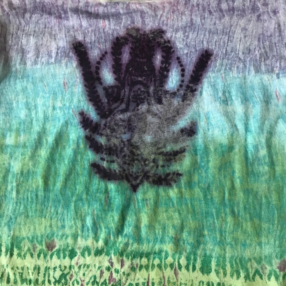 Free People NWT Women’s Short Sleeve Tie-Dye Tee Blue Turquoise Purple Sz M - Picture 5 of 7